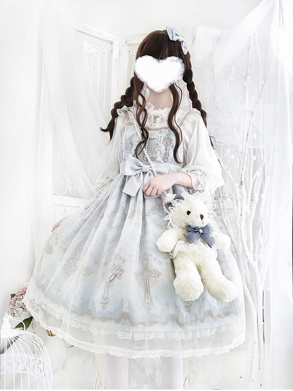 Evahair new style sax lolita dress with big cross bowknot