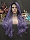 Evahair Purple Waist Wavy Synthetic Lace Front Wig With Black Root