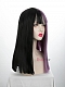 Evahair Half Black and Half Purple Wefted Cap Long Straight Synthetic Wig with Bangs