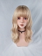 Evahair Blonde Shoulder-Length Wavy Synthetic Wig with Bangs