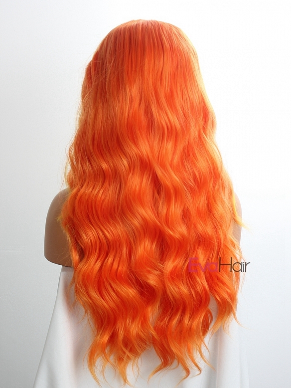 Evahair Orange and Fore Yellow Long Wavy Synthetic Lace Front Wig