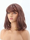 Cute Reddish Brown Shoulder Length Wavy Bob Synthetic Wig with Bangs