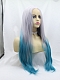 New Style Grey to Blue Ombre Long Stright Synthetic Lace Front Wigs