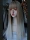Evahair Linen Light Brown to Brownish White Long Straight Synthetic Wig with Bangs