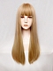 Evahair 2021 New Style Golden Long Straight Synthetic Wig with Bangs