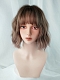 Evahair Brown and Grayish-Pink Mixed Color Bob Wavy Synthetic Wig with Bangs