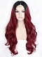 Evahair Fashion Style Cute Wine red Long Wavy Synthetic Wig