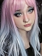 Evahair 2021 New Style Pink to Blue Ombre Long Straight Synthetic Wig with Bangs