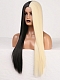 Evahair 2021 New Style Half Black and Half Beige Long Straight Synthetic Wig