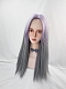 Evahair Purple to Grey Ombre Long Straight Synthetic Wig