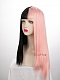 Evahair Half Black and Half Pink Wefted Cap Long Straight Synthetic Wig with Bangs