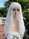 Evahair 2022 New Style White Long Wavy Synthetic Wig with Bangs