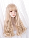 Evahair 2021 New Style Blonde Long Wavy Synthetic Wig with Full Bangs