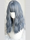 Evahair 2021 New Style Grayish Blue Medium Wavy Synthetic Wig with Bangs