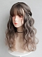Evahair 2021 New Style Grey to Pink Ombre Medium Wavy Synthetic Wig with Bangs