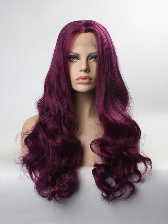 Fuchsia / Deep Pink Long Straight Synthetic Lace Front Wig
