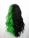Evahair Half Black and Half Green Wefted Cap Wavy Synthetic Wig with Bangs 