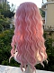 Preorder--Evahair 2021 New Style Pink Long Wavy Synthetic Lace Front Wig