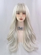 Evahair 2021 New Style Blonde and White Mixed Color Long Wavy Synthetic Wig with Bangs