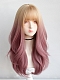 Evahair 2021 New Style Golden to Pink Long Wavy Synthetic Wig with Bangs