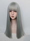Evahair 2021 New Style Mist Grey Medium Straight Synthetic Wig with Bangs