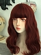 Evahair 2021 New Style Dark Orange Medium Wavy Synthetic Wig with Bangs