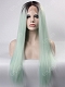 Preorder - Kylie Jenner Inspired Pastel Blue Ombre Long Straight Synthetic Lace Front Wig