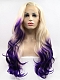 Evahair Fashion Style gold and purple gradient Long wavy Synthetic Wig