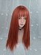 Evahair Orange Long Straight Synthetic Wig with Bangs