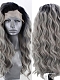 Evahair Fashion Style Black and grey Long curly Synthetic Wig