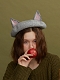 Cute Grey Cat-Ears Mori Beret Hat