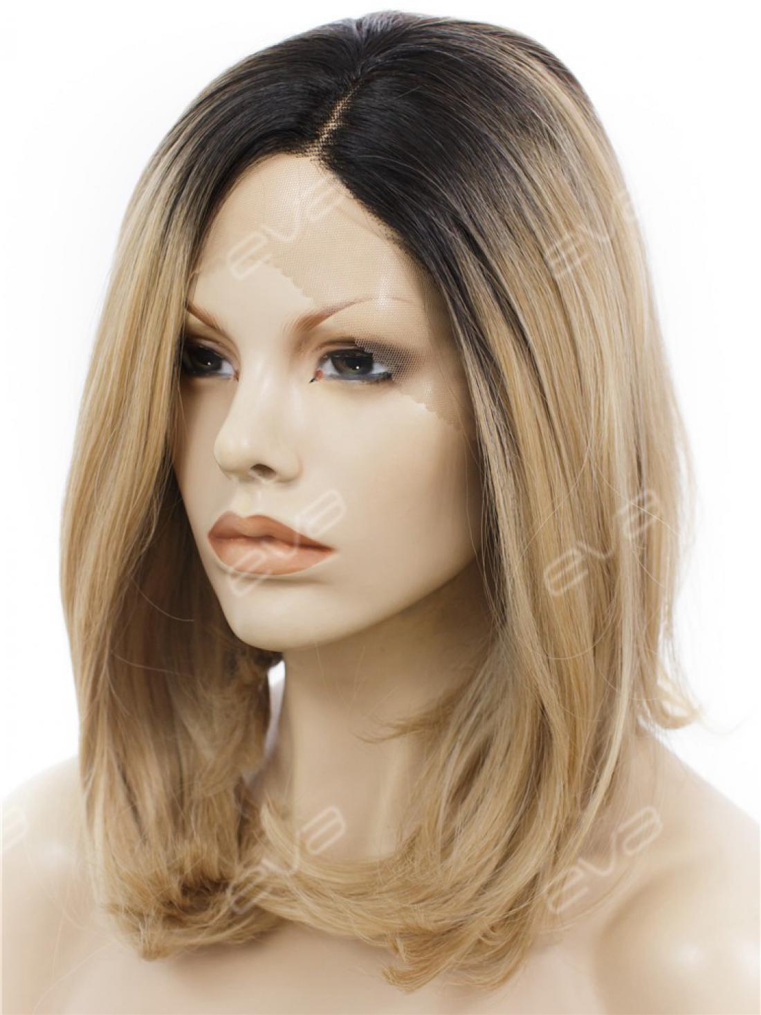 Black to Dark Blonde Medium Length Lace Front Synthetic ...