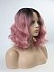 Pink Wavy Lob Synthetic Lace Front Wig