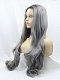  Fashion Grey Long Wavy Synthetic Lace Front Wig