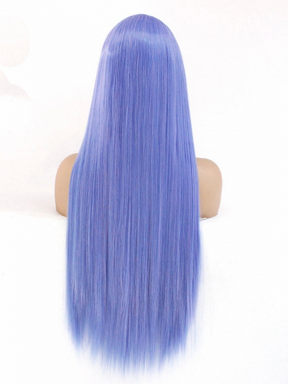 Evahair 2021 New Style Blue Mixed Color Long Straight Synthetic Lace Front Wig