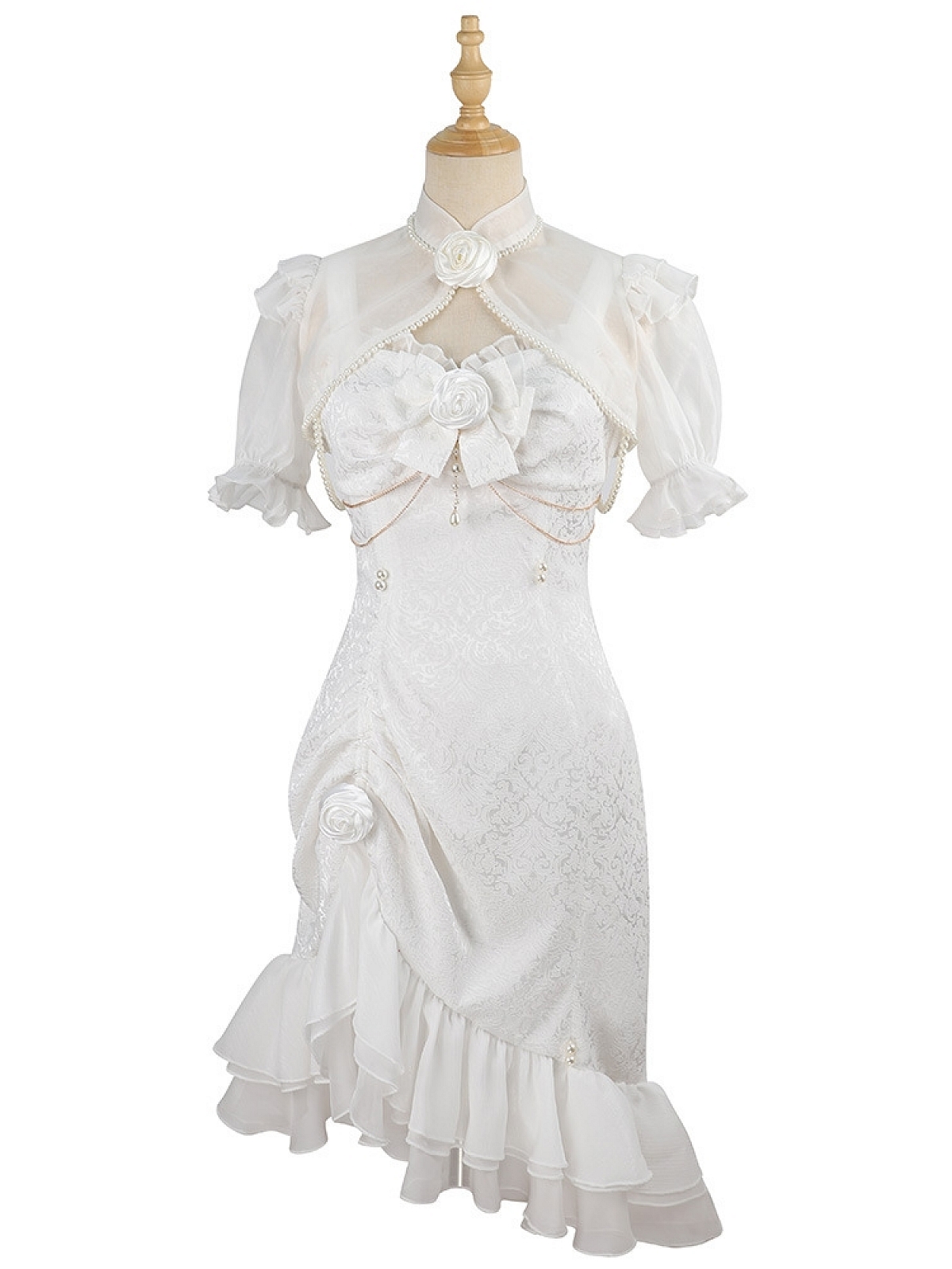 Evahair fashion cheongsam style white mesh lolita dress