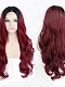 Evahair Fashion Style Cute Wine red Long Wavy Synthetic Wig