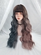 Evahair Fuchsia to Haze Blue Mixed Color Long Wavy Synthetic Wig with Bangs