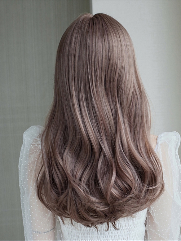 Evahair 2021 New Style Fuchsia Pink Long Wavy Synthetic Wig with Bangs