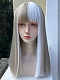 Evahair 2021 B Style Blonde and White Mixed Color Medium Straight Synthetic Wig with Bangs