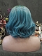 Evahair Blue Short Length Synthetic Lace Front Wig With Black-Green Root