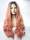 EvaHair Peach Long Wavy Synthetic Lace Front Wig