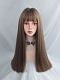 Evahair Daily Brown Long Straight Synthetic Wig with Bangs