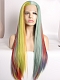 Rainbow color Long Straight SYNTHETIC LACE FRONT WIG