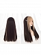 Evahair Black and Front Blonde Long Straight Synthetic Wig with Bangs