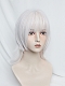 Evahair 2021 New Style Silvery White Shoulder Length Straight Synthetic Wig with Bangs