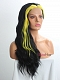 Evahair Black and Fore Yellow Long Wavy Synthetic Lace Front Wig