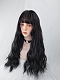 Evahair Black Long Natural Wavy Synthetic Wig with Bangs