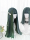 Evahair Blue and Green Mixed Color Long Straight Synthetic Wig with Bangs