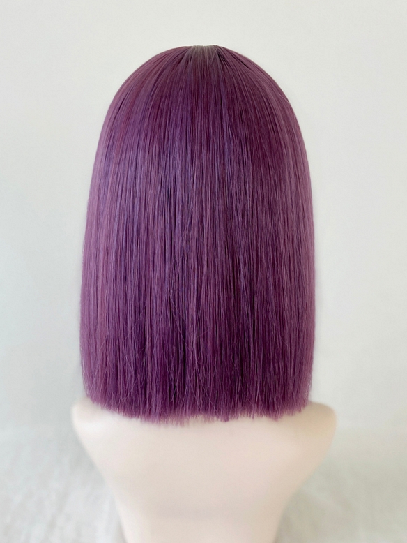 Evahair 2021 New Style Purple Short Straight Synthetic Wig with Bangs and Layered Hime Cut